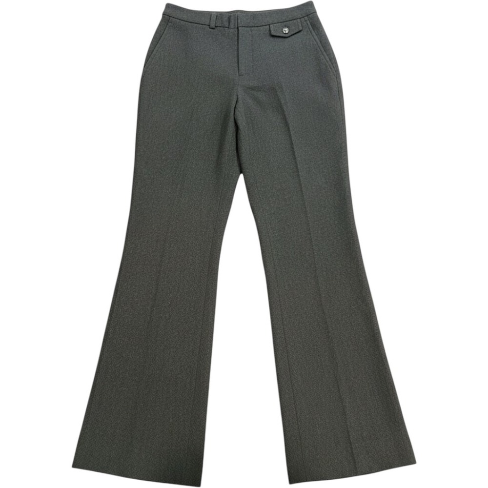 VTG Ralph Lauren Wool Trousers Dark Green Herringbone Lined Academia Sz 0